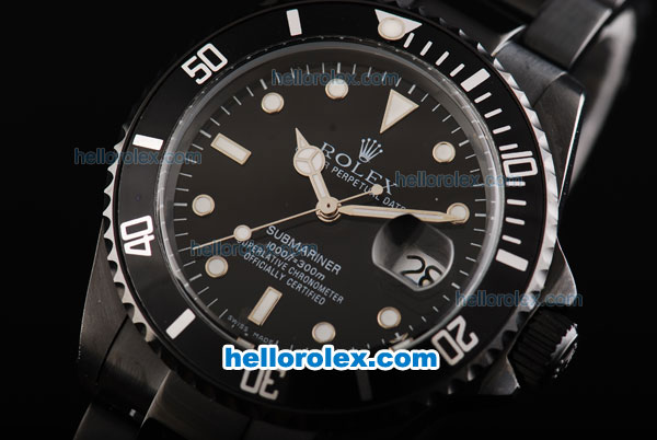 Rolex Submariner Automatic Movement PVD Case and Strap with Black Dial - Click Image to Close